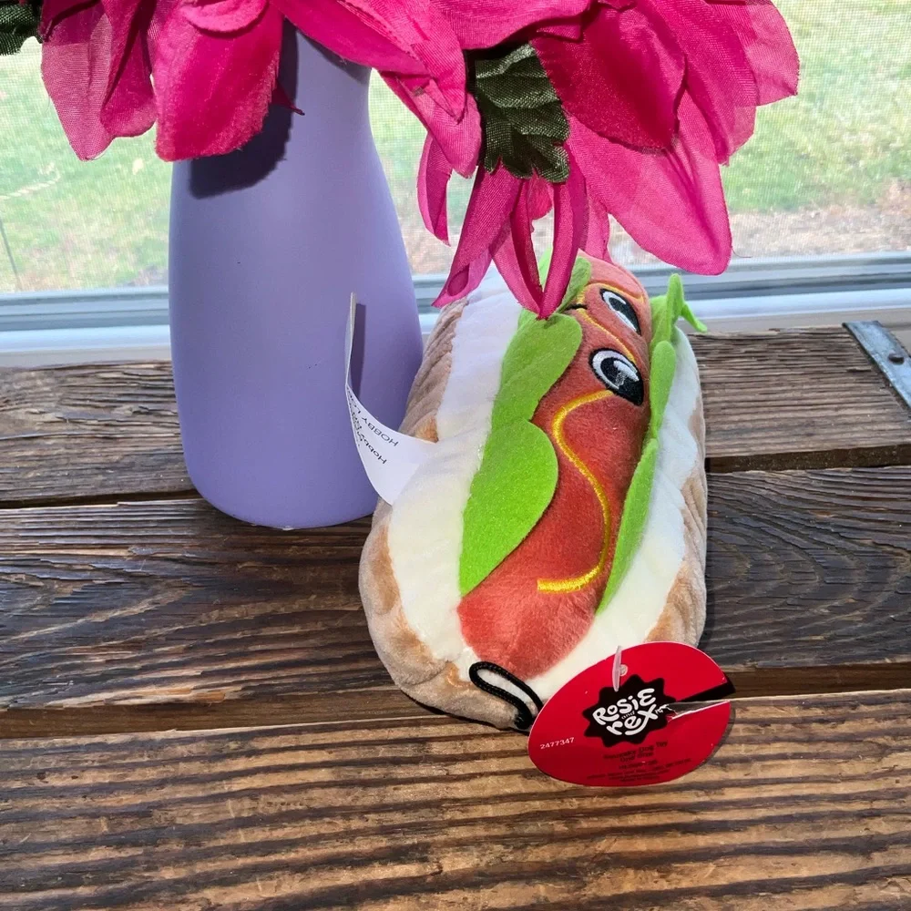 Frisco Hotdog Plush Squeaky Dog Toy - New - Rosie & Rex